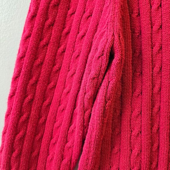 Duck Head Woman Cable Knit Cotton Crewneck Classic Sweater Vibrant Red Vintage P - Picture 4 of 9